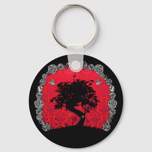 Tattoo Roos Bonsai Tree of Love Swallow Sleutelhanger (Voorkant)