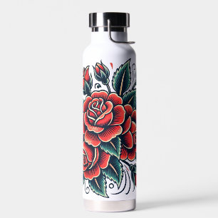 Tattoo Rozen Red Rose Flower Art Waterfles