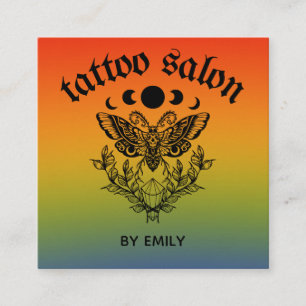 Tattoo Salon Vlindermot Kleurrijke Ombre Vierkante Visitekaartje