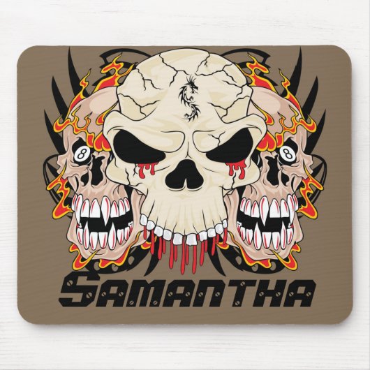 Tattoo schedel acht bal gepersonaliseerde mousepad muismat (Voorkant)