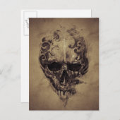 Tattoo schedel over  papier briefkaart (Voorkant / Achterkant)