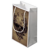 Tattoo schedel over papier klein cadeauzakje (Achterkant Gekanteld)