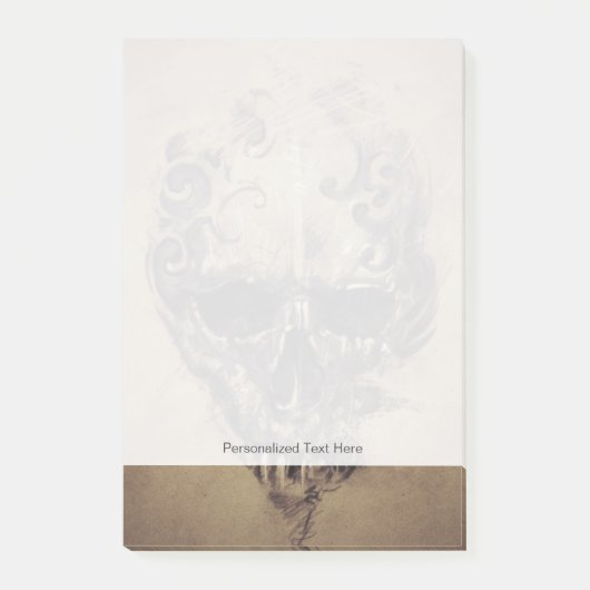 Tattoo schedel over papier post-it® notes (Voorkant)