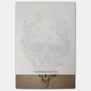 Tattoo schedel over  papier post-it® notes
