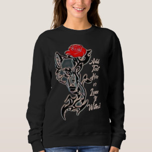 Tattoo She-Wolf Head en Red Rose Sweatshirt