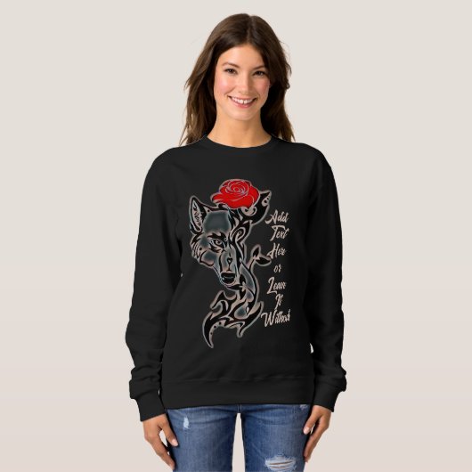 Tattoo She Wolf Head et Red Rose Sweatshirt (Devant entier)