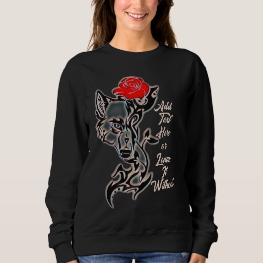 Tattoo She Wolf Head et Red Rose Sweatshirt (Devant)