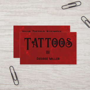 Tattoo Shop Rood Zwart Creatieve Schedel Visitekaartje