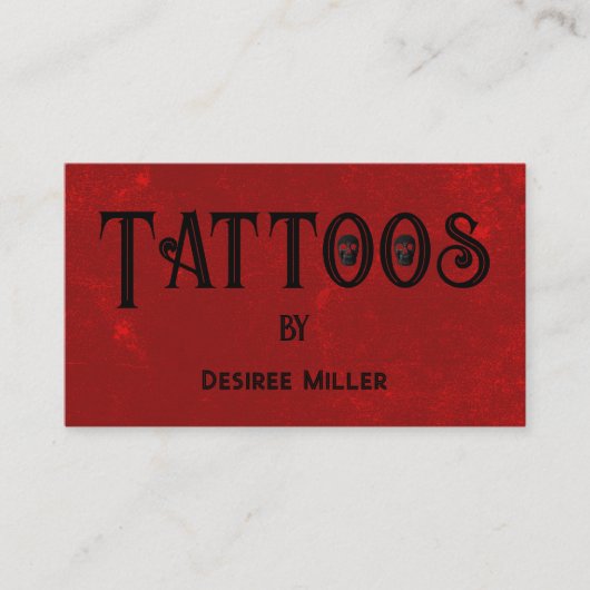 Tattoo Shop Rood Zwart Creatieve Schedel Visitekaartje (Voorkant)