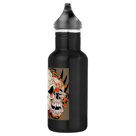 Tattoo Skull Eight Ball Flame 32 oz. Waterfles (Rechts)