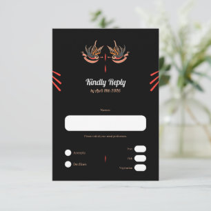 Tattoo stijl Liefde Zwaluwen RSVP Kaarten Kaartje