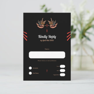 Tattoo stijl Liefde Zwaluwen RSVP Kaarten Kaartje