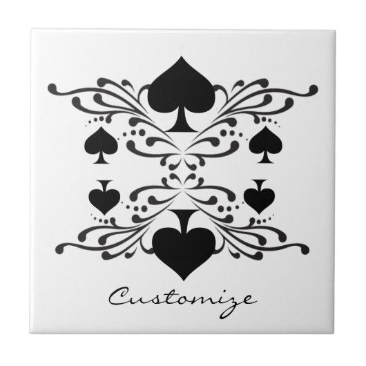 Tattoo-stijl Scroll Black Spades Thunder_Cove Tegeltje (Voorkant)