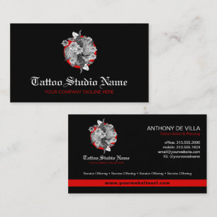 Tattoo Studio, Tattoo artiest - Koi Fish Art Logo Visitekaartje