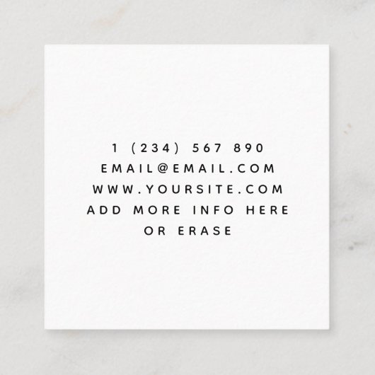 Tattoo Style Calligraphy Cool Typography Modern Vierkante Visitekaartje (Achterkant)