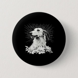 Tattoo Style Lover Borzoi Retro Dog Ronde Button 5,7 Cm