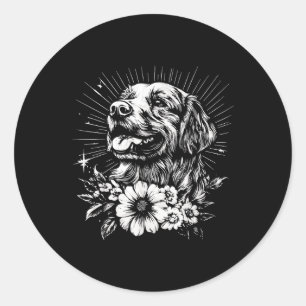 Tattoo Style Lover Golden Retriever Retro Dog Ronde Sticker