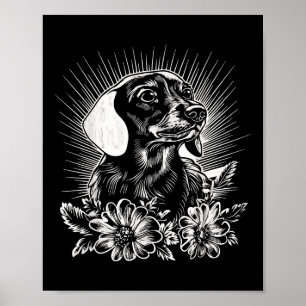 Tattoo Style Lover Teckel Retro Dog _1 Poster