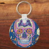 Tattoo Style Patterned Skull Sleutelhanger (Achterkant)