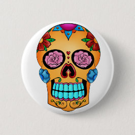 Tattoo Sugar Skull - Dag van de Dood, Mexico Ronde Button 5,7 Cm