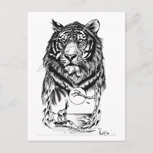 Tattoo Tiger Art Briefkaart (Voorkant)
