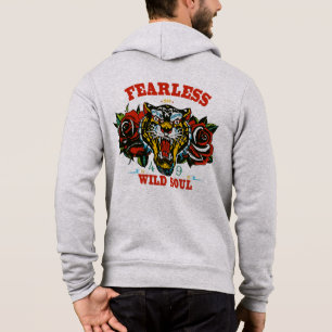 Tattoo tigre fearless wild soul slogan old school hoodie