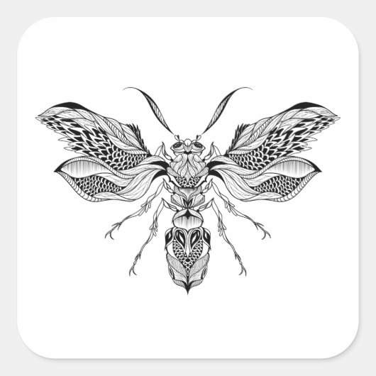 Tattoo van bijen vierkante sticker (Voorkant)