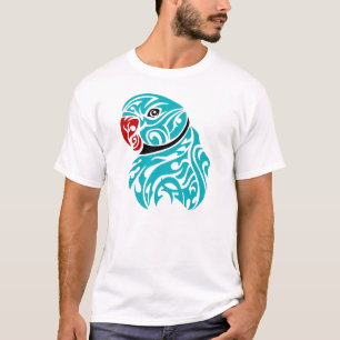Tattoo van blauwe ringnepapegaai t-shirt