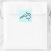 Tattoo van de haai vierkante sticker (Tas)