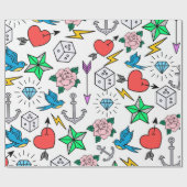 Tattoo van de oude school cadeaupapier (Vlak)