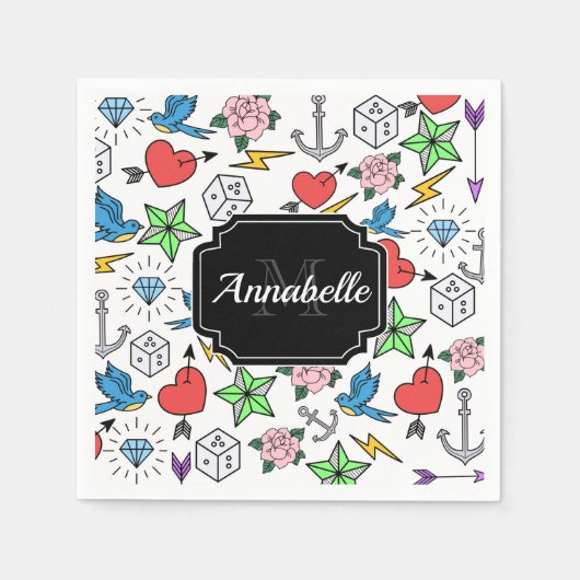 Tattoo van de oude school servet (Voorkant)