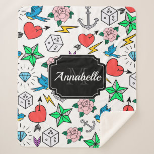 Tattoo van de oude school sherpa deken