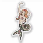 Tattoo van de Oudschool Mermaid Sticker (Voorkant)