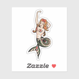 Tattoo van de Oudschool Mermaid Sticker