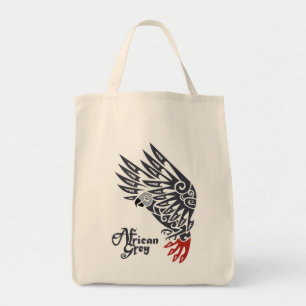 Tattoo van grijze papegaaien tote bag