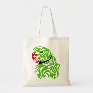 Tattoo van groene ringneparrot tote bag