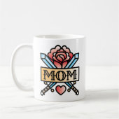 Tattoo van mam Stijl Roos Koffie Mok (Links)