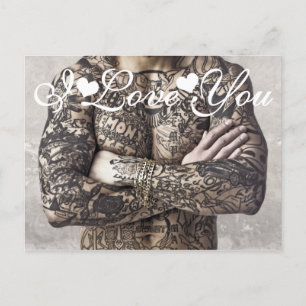 Tattoo van mannelijk lichaam Foto van mij Briefkaart