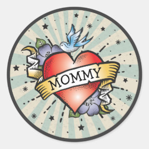 Tattoo van Rock en Roll Heart Ronde Sticker