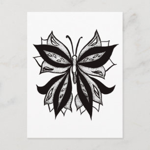 Tattoo van vlinder en witte tribale vlinder briefkaart
