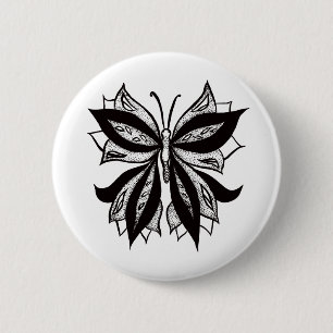 Tattoo van vlinder en witte tribale vlinder ronde button 5,7 cm