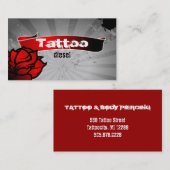 Tattoo Visitekaartje Rood Rozengrijs (Voorkant / Achterkant)