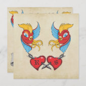 Tattoo - vogelransport bewaar de datum Save The Date (Voorkant / Achterkant)