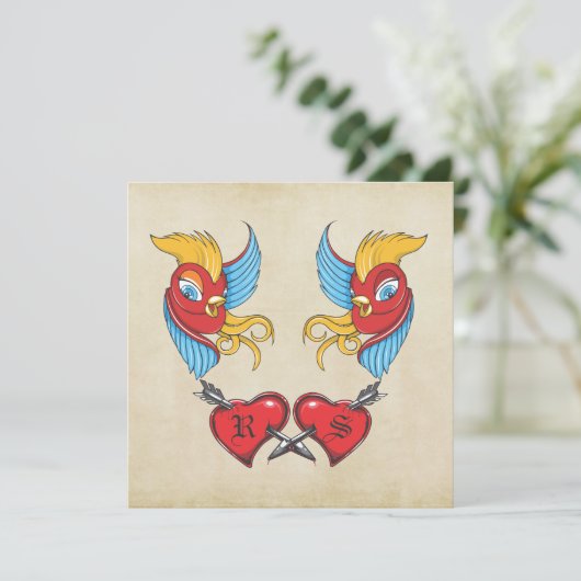 Tattoo - vogelransport bewaar de datum Save The Date (Staand voorkant)