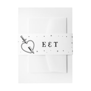 Tattoo Wedding Heart Knife Band bestek Uitnodigingen Wikkel
