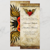 Tattoo Winged Heart Wedding Uitnodiging (Voorkant / Achterkant)