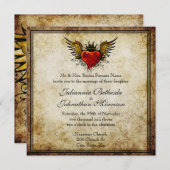  Tattoo Winged Heart Wedding Uitnodiging (Voorkant / Achterkant)