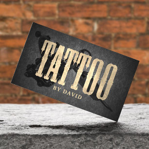 Tattoo Winkelen Tattoo Pistool  Gold Typografie Visitekaartje
