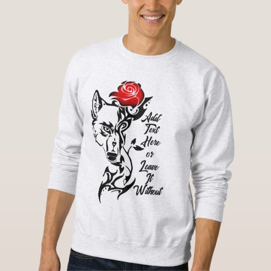 Tattoo Wolf Head et Red Rose Sweatshirt (Devant)