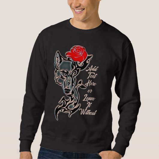 Tattoo Wolf Head et Red Rose Sweatshirt (Devant)